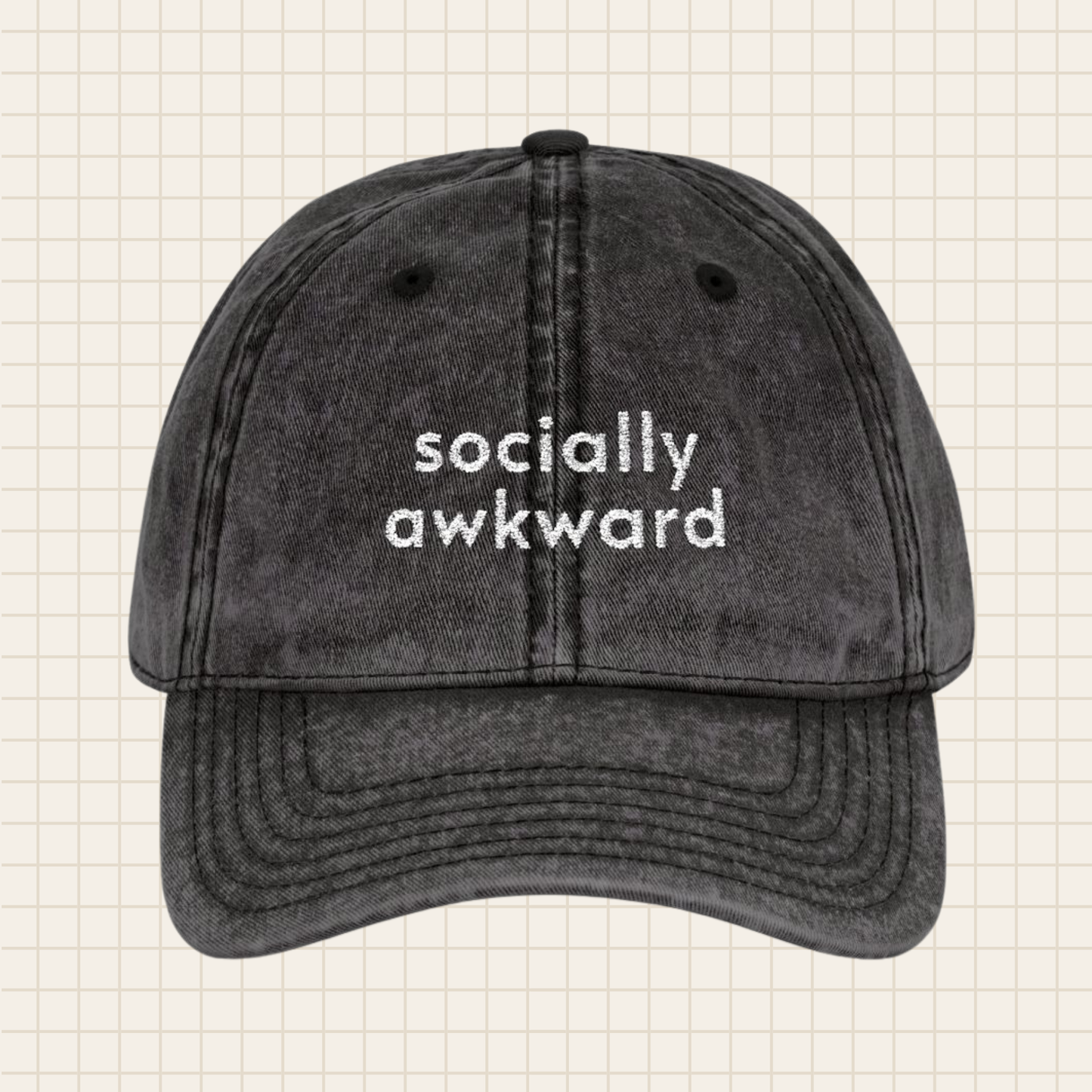 socially awkward vintage cap (embroidered)