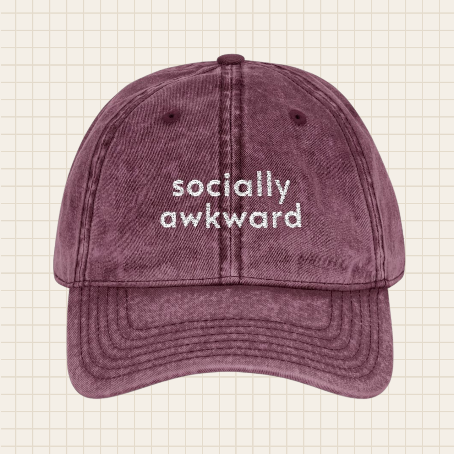 socially awkward vintage cap (embroidered)