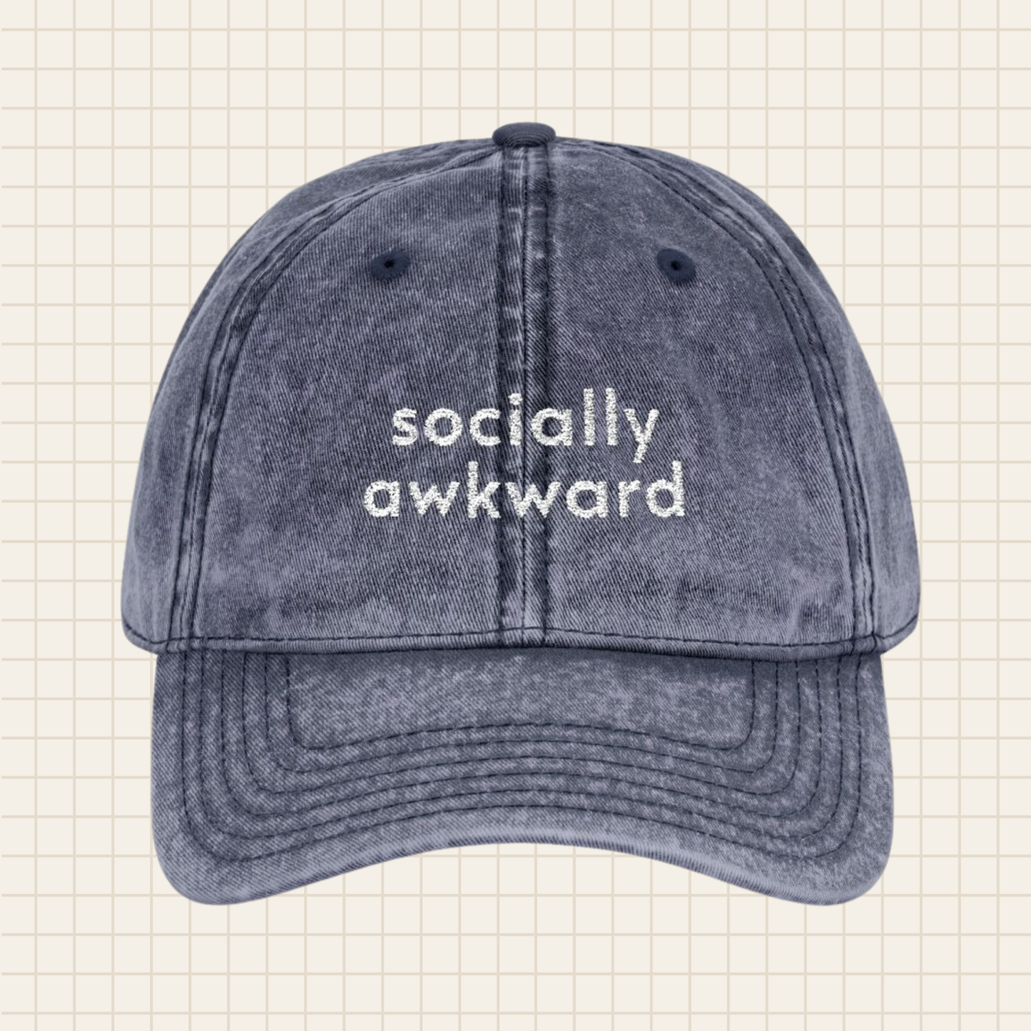 socially awkward vintage cap (embroidered)
