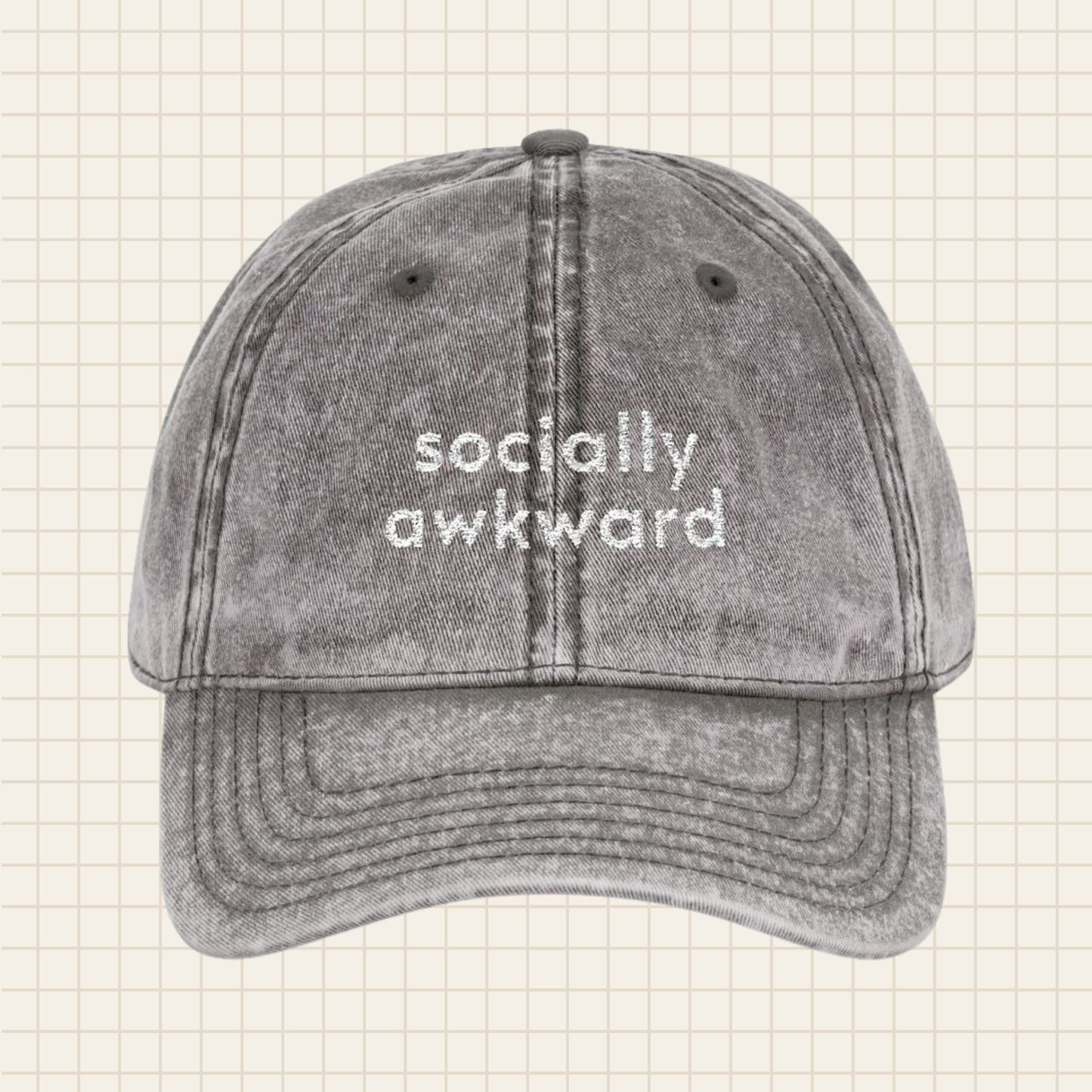 socially awkward vintage cap (embroidered)