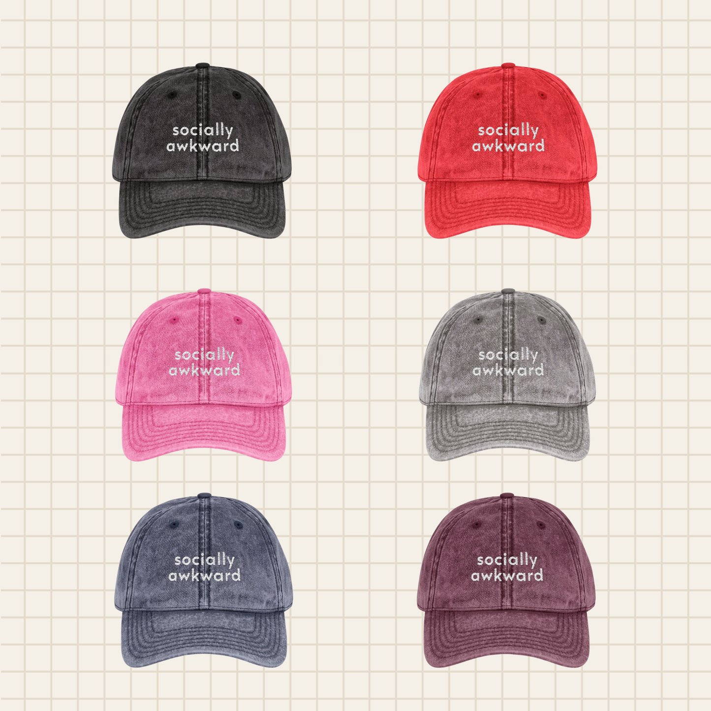 socially awkward vintage cap (embroidered)