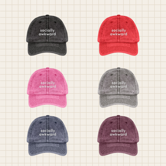 socially awkward vintage cap (embroidered)
