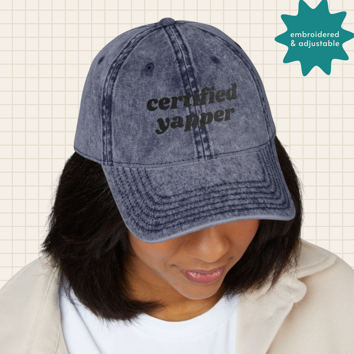 certified yapper vintage cap (embroidered)
