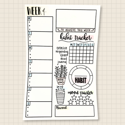 goals weekly tracker notepad