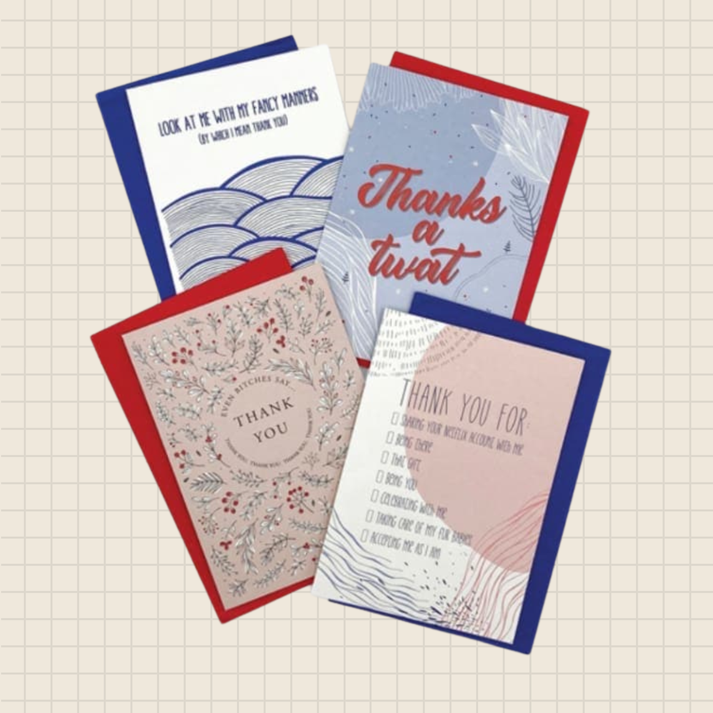 thanks a twat - set of 4 cards